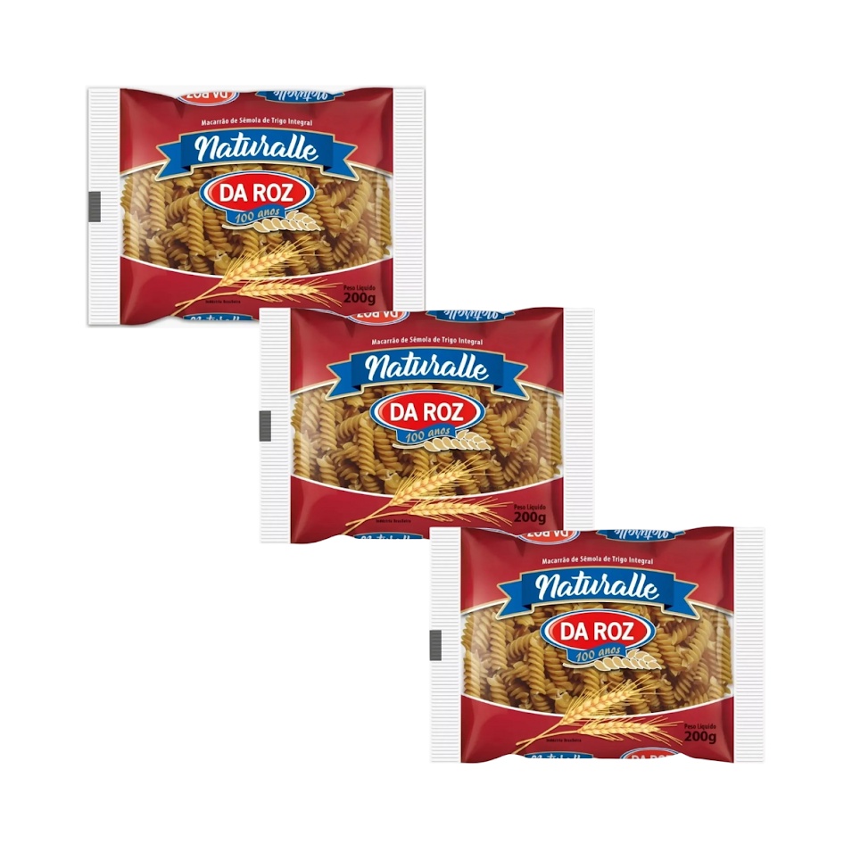 Kit com 3 Pacotes de Naturalle Macarrão Parafuso Integral de 200g cada ...