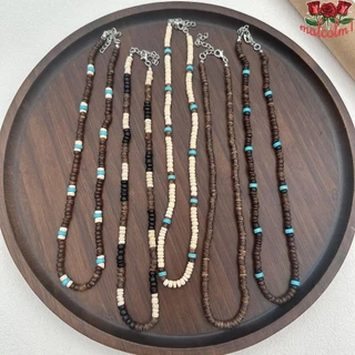 MALCOLM1 Colar De Casca De Coco , Corrente De Suéter , Acessórios De Joias , Com Contas Turquesa Clavícula Estilo Étnico Boho Doce , Gargantilha De Madeira Masculina