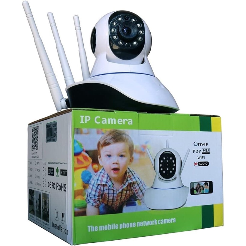 câmera robozinho iP 3 antenas babá eletrônica wifi visão noturna full HD 360º sem fio