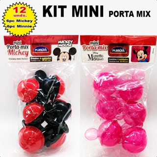 12 MINI Pote Porta Mix Mickey/Minnie Cabeça R:8263/15589 Plasutil