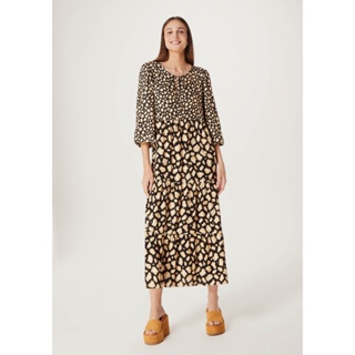 Vestido Midi Animal Print Com Recortes Hering