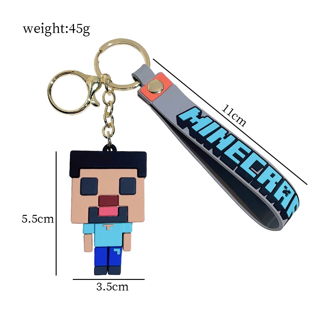 Pingente Porta-Chaves Minecraft Bonecos De Desenho Animado Blocos De Ação |  Shopee Brasil