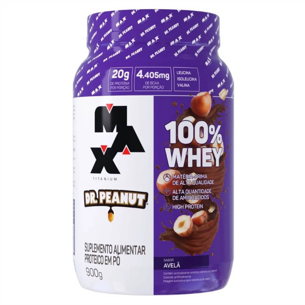 100% Whey Max Titanium & Dr. Peanut 900g – Whey Protein Concentrado
