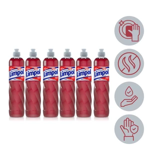 Kit 6 Detergente Liquido Glicerina Maca Limpol Bombril 500Ml