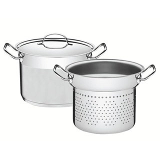 Jogo Cozi-Pasta Tramontina Professional em Aço Inox Fundo Triplo com Tampa Plana 2 Pçs 20cm 65620410