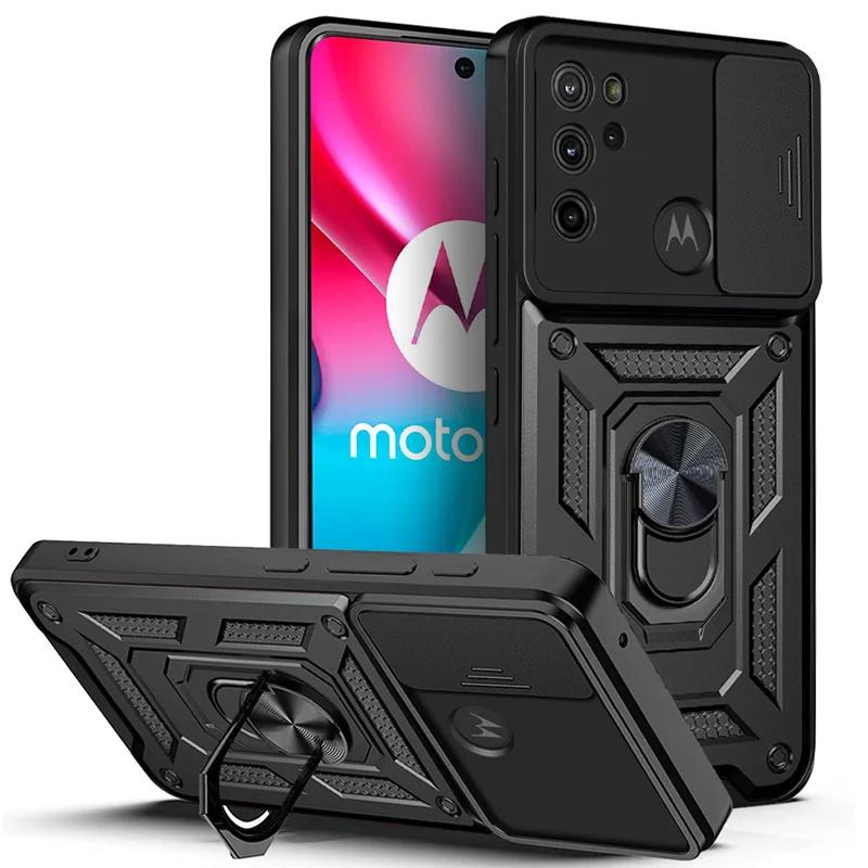 Para Motorola G10 G20 G30 G22 4G E32 E32S G42 Armadura Porta-Anel À Prova De Choque Câmera Deslizante