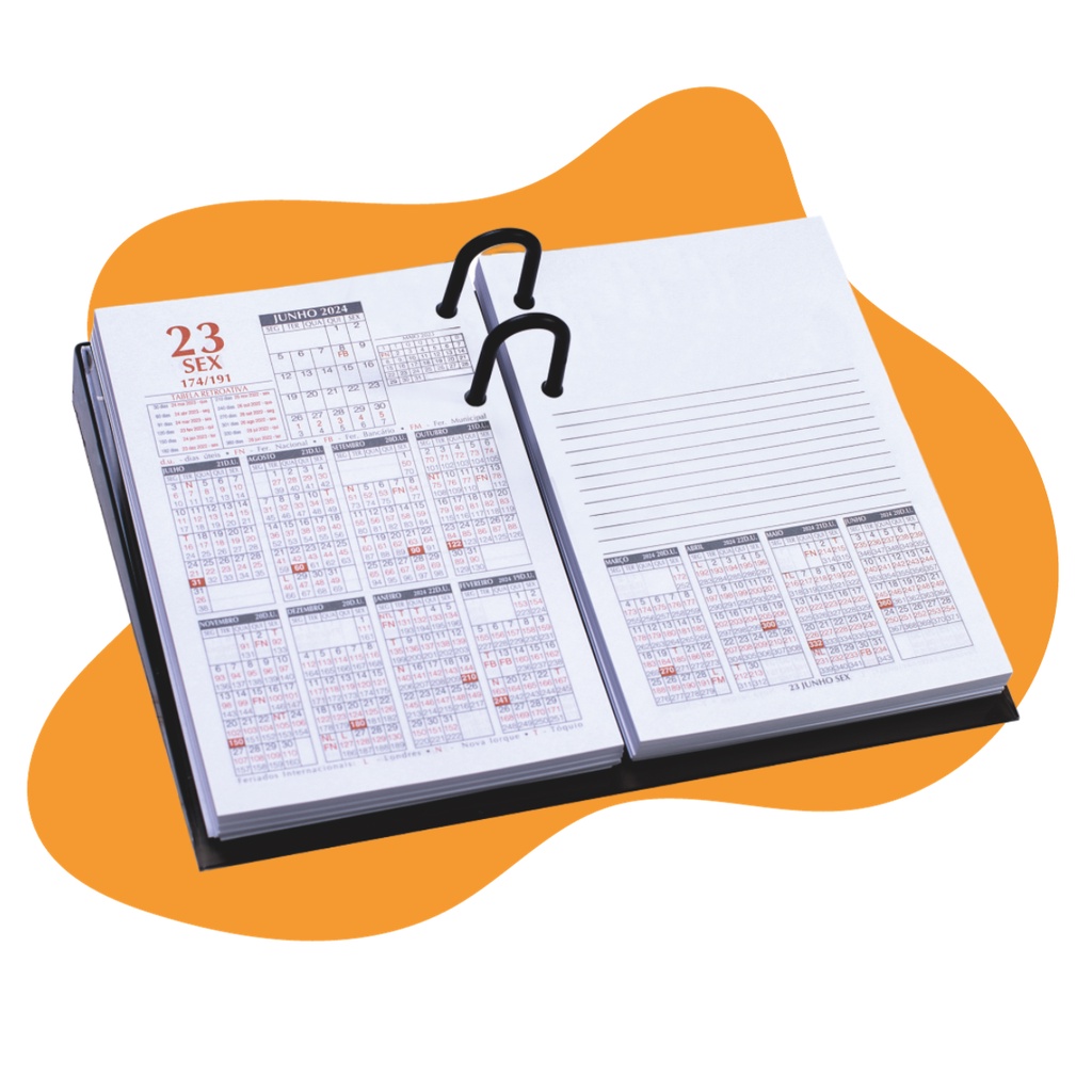 Refil Calendário Financeiro 2024 Redoma MOD 360 | Agenda 2024 de mesa | Calendário de mesa 2024 | Refil Financeira Redoma