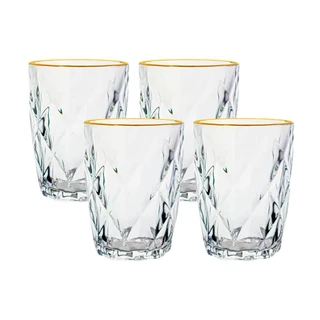Conjunto De Copos De Vidro Diamond Fio De Ouro 270ml 4 Peças - Lyor