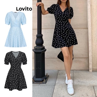 Lovito Vestido com Estampa Floral Ditsy para Mulheres L62ED150 (Multicolorido)
