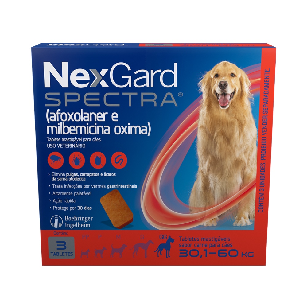 NexGard Spectra Para Cães 3,6 A 7,5kg - Antipulgas, Carrapatos E Vermífugo 3 Comprimidos