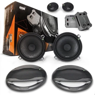 Kit Alto Falante Coaxial 140w 5 Pol Hertz Ck130 com 2 Tweeters 2 Crossovers 2 Grades de Proteção Alto falante Som Premium