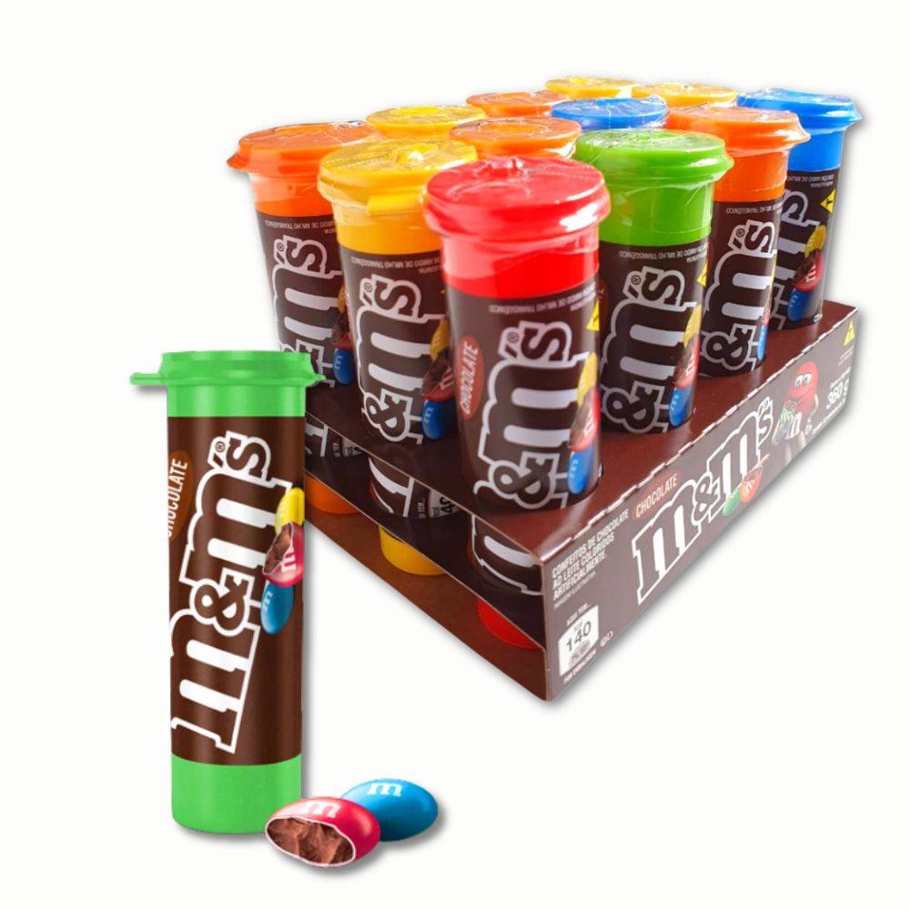 M&Ms Chocolate ao Leite Tubo Kit 12 unidades de 30g | Shopee Brasil