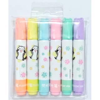 6 Marca Texto Decorado 6 Lindas Cores Ponta Chanfrada