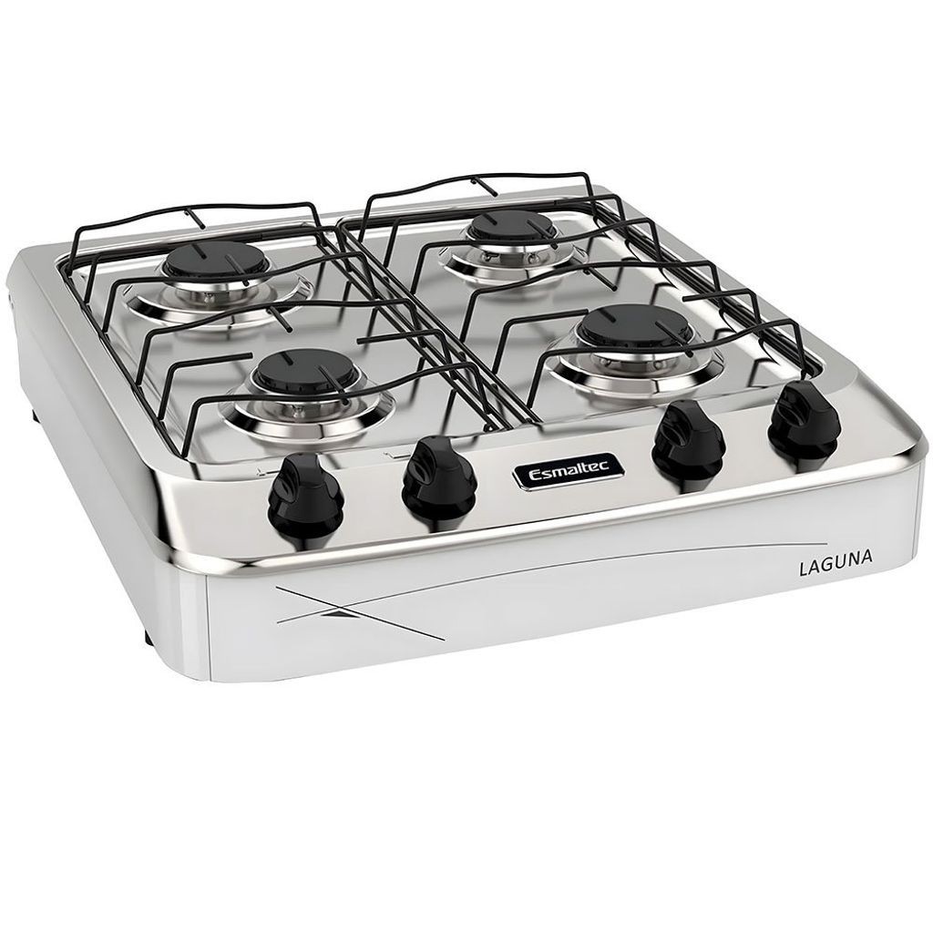 Fogão Cooktop de Mesa Portátil a Gás Laguna 4 Bocas Esmaltec Branco ...