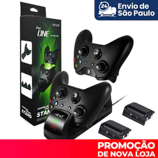 Kit Duplo de Carregador Dock para Controle X Box One/X/S + 2 Baterias