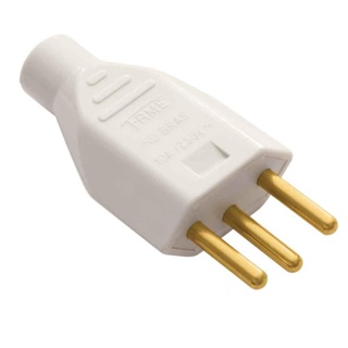 Plugue bipolar macho 180º 10A 250V cinza Fame
