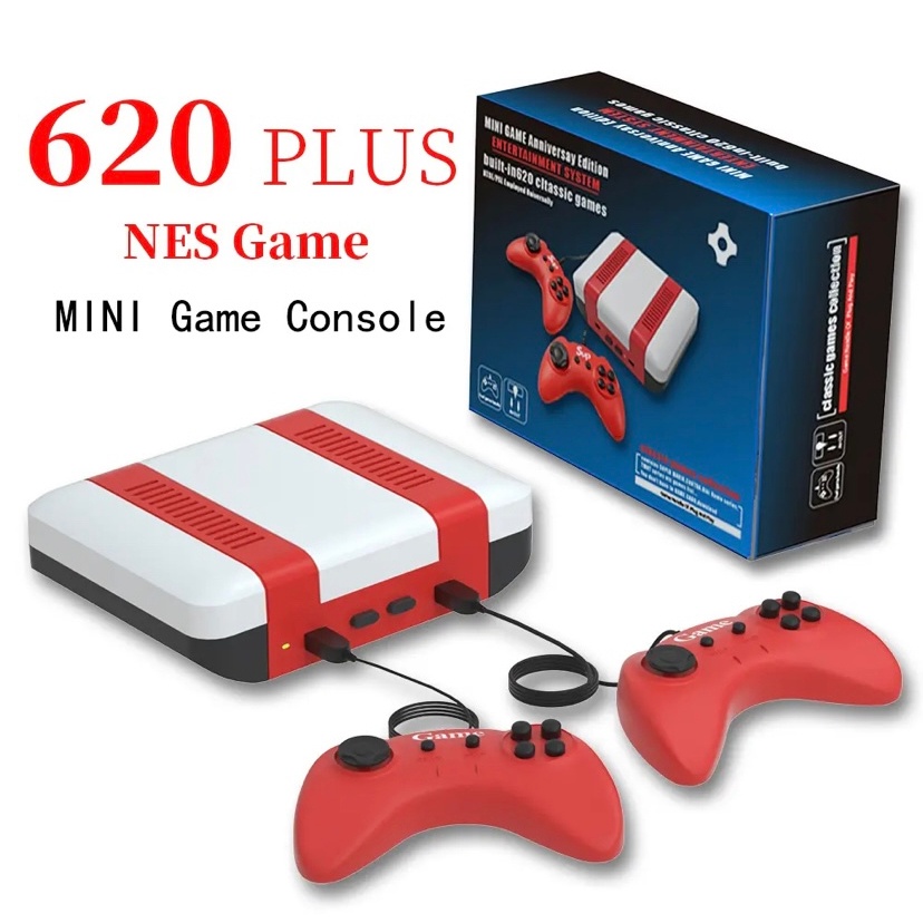 Vídeo Game Super Mini SFC Com 620 Jogos E 2 Controles Bivolt Vermelho