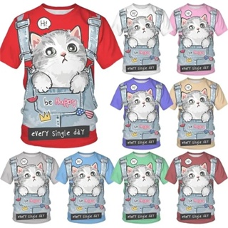 Verão novo 3d animal gato/tigre t camisa impressão legal engraçado