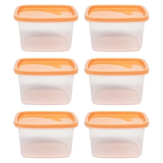 Kit 6 Potes Plasticos Marmitas Mantimentos Freezer Microondas Com Tampa Multiuso 1,4Litros Rischioto