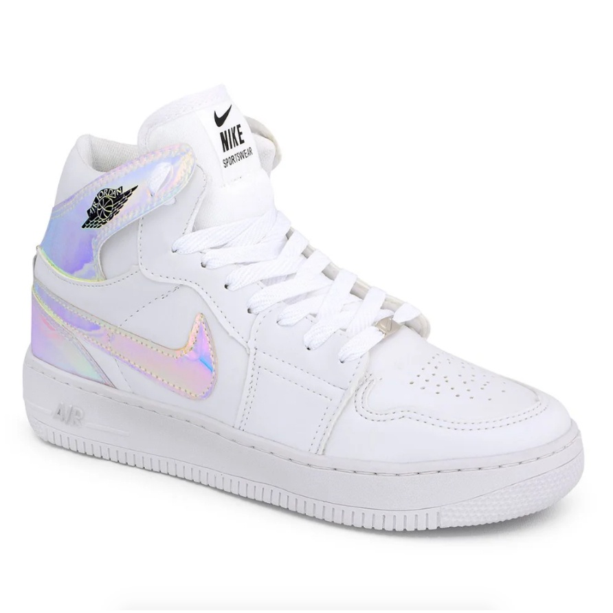 Tênis Air Jordan 1 Feminino Cano Alto Holográfico | Shopee Brasil