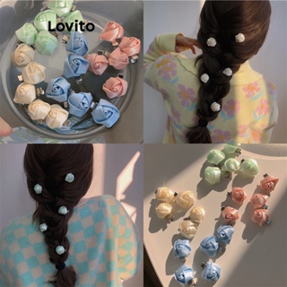 Lovito Grampos De Cabelo Românticos De Flores Lisas Camélia Cetim Doce E Suave Para Mulheres LFA10516
