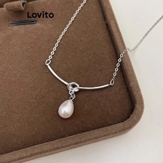 Lovito Elegante Pérolas Simples Nó Requintado Luz Luxo Temperamento Colares Para Mulher LFA11549