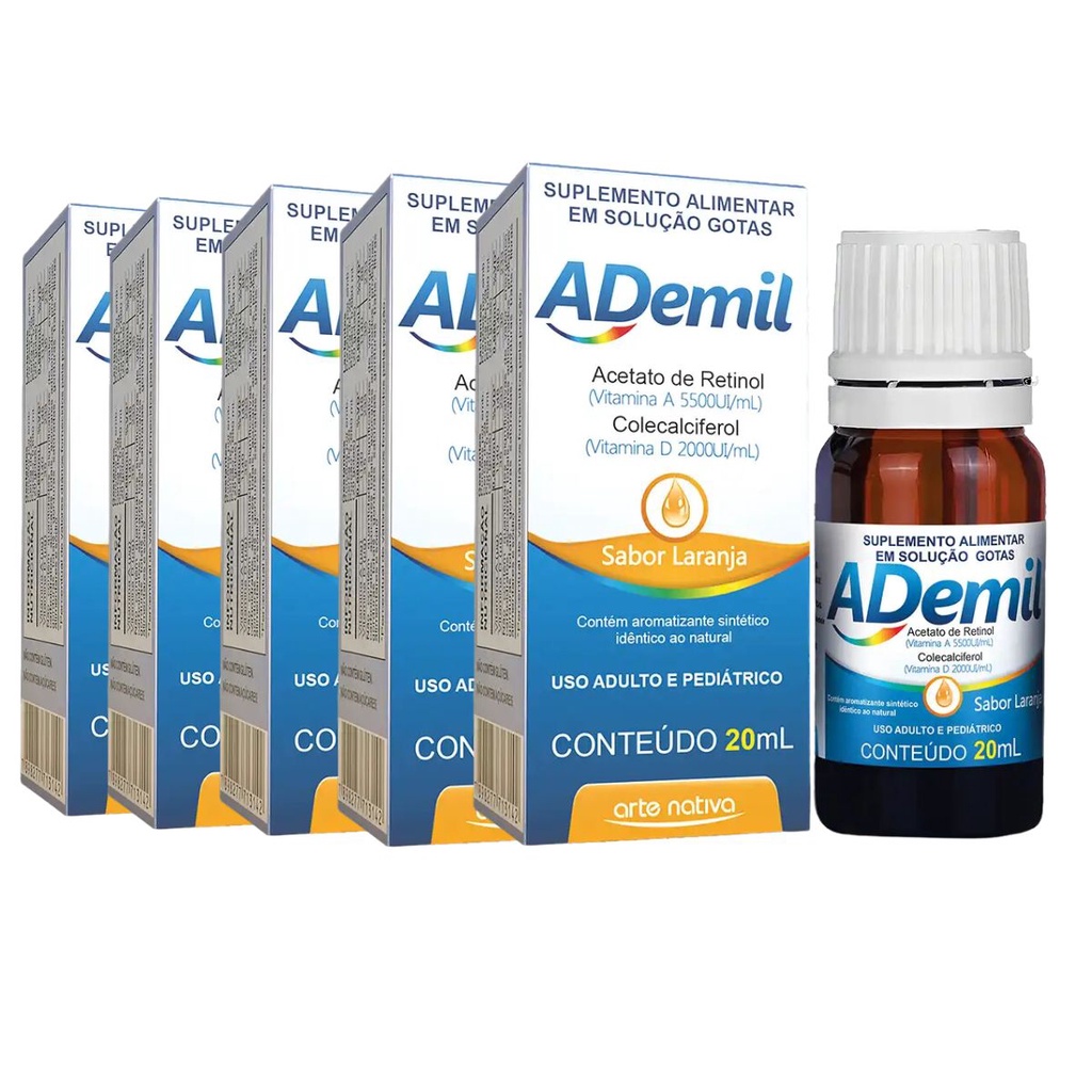 Suplemento Vitamínico Ademil Vitamina A e Vitamina D 5x 20ml | Shopee ...