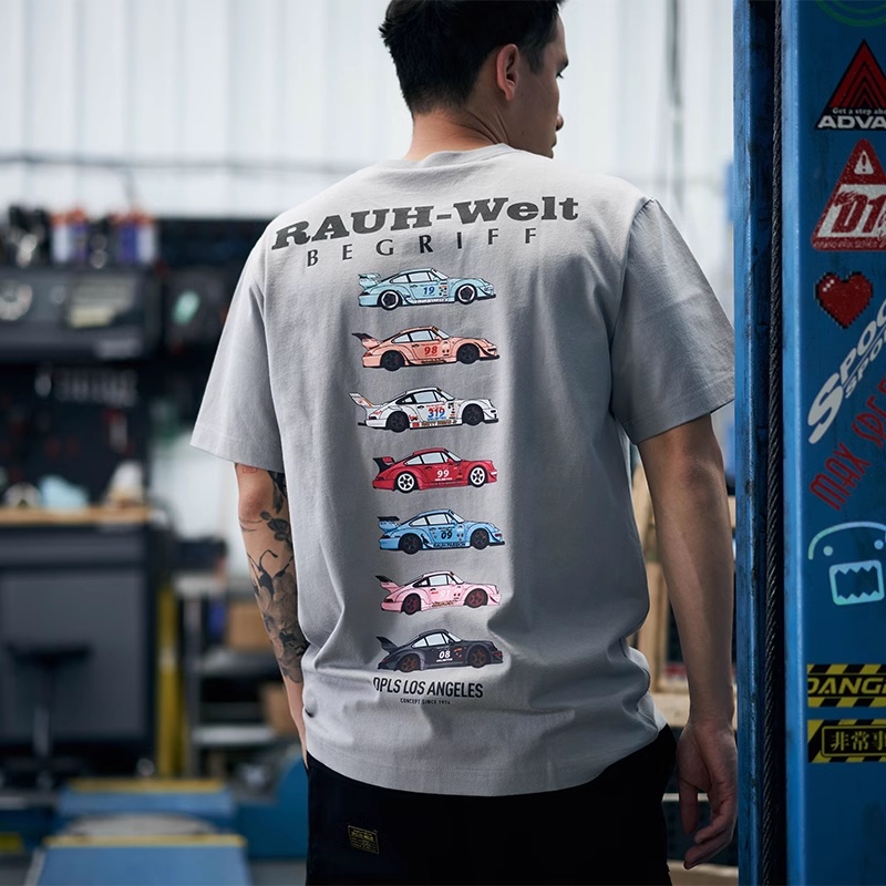 Rwb Estilo Clássico RWB Sete Camisetas Impressas para Carros Camisetas Juvenis da Tendência Popular de Pescoço Redondo Moda Moda Curta Homens Mulheres 0108
