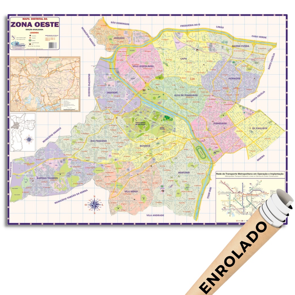 Mapa Zona Oeste De São Paulo Região Guia Ruas Bairros Politico ...
