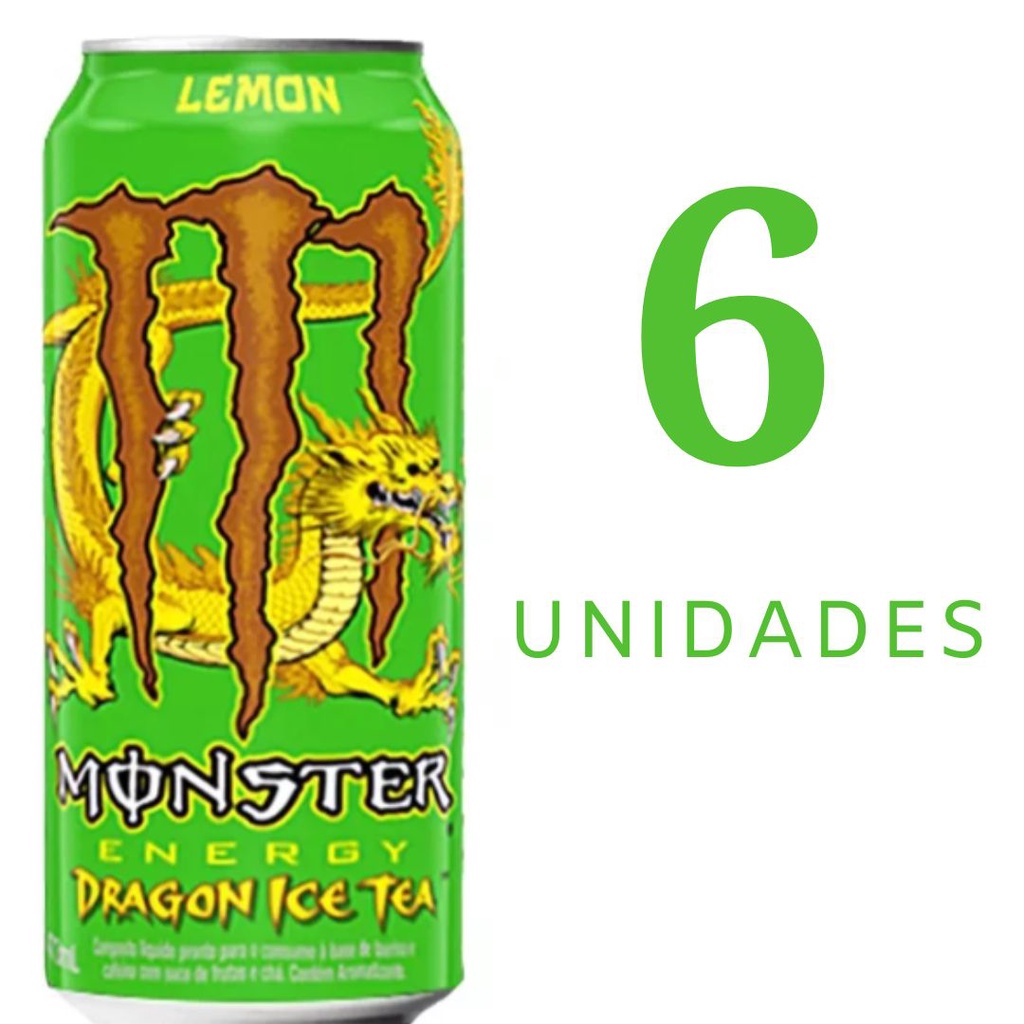 Energético Monster Dragon Tea Limão 473ml 6 Unidades