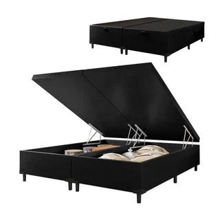 Cama Box com Baú Queen 1,58m com 41cm de Altura Prince Preto