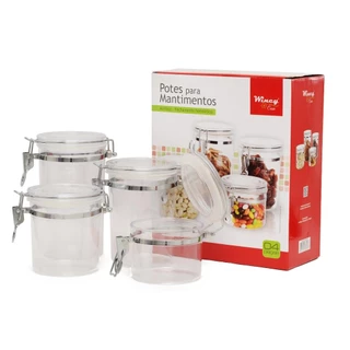 Conjunto De Potes Hermeticos 4 Pecas 9/11/15/18cm em Oferta na Shopee