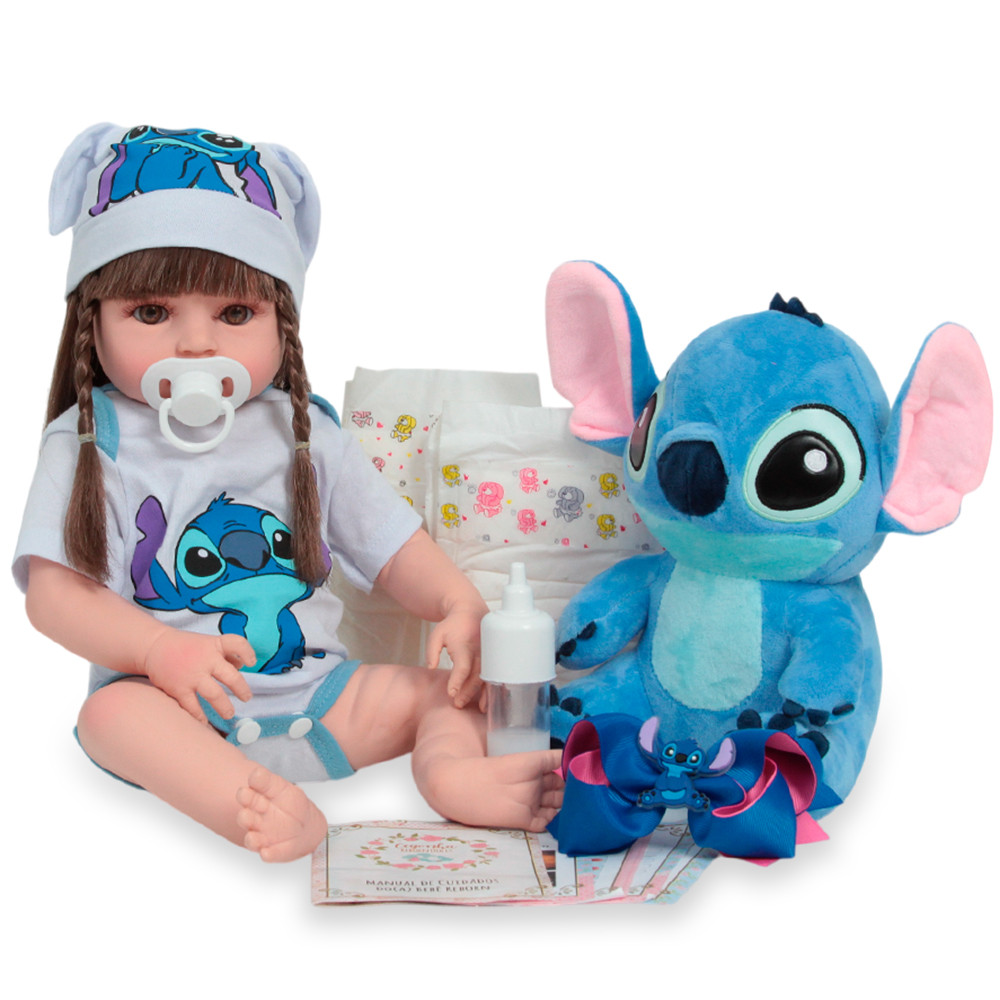 Boneca Reborn Bebê Menina Realista Roupa Stitch Com Pelúcia | Shopee Brasil