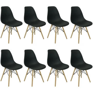 Kit 8 Cadeiras Charles Eames Eiffel Wood Design Varias Cores