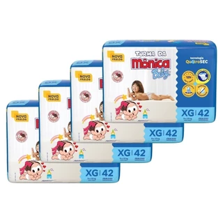Fralda Descartável Turma da Mônica Tamanho XG - 4 Pacotes com 42 Fraldas - Total 168 Tiras em Oferta na Shopee