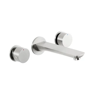 Torneira Para Banheiro Misturador Duplo Comando de Parede Piau Pingoo - Prata Escovado em Oferta na Shopee