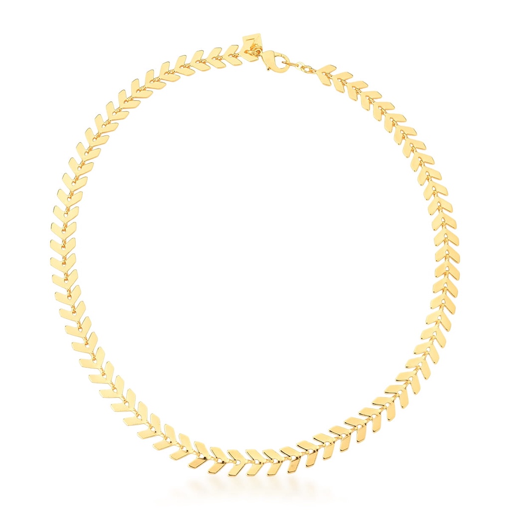 Choker com Escamas de Peixe Lisas Banhada a Ouro | Shopee Brasil