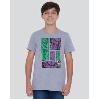 Camiseta Juvenil Estampa Coringa Liga da Justiça Cinza