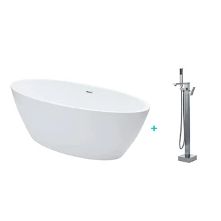 Banheira de Imersao Rubi e Misturador de Piso Monocomando Prata Pingoo em Oferta na Shopee