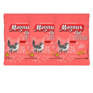 Kit com 3 Petisco Magnus Cat Sabor Carne 40g