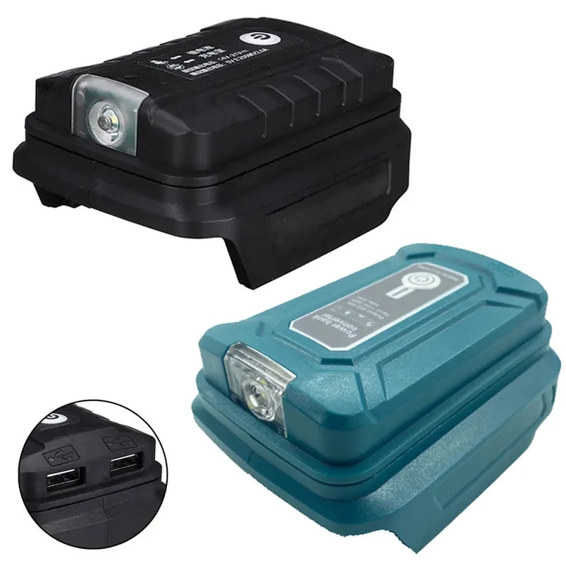 Adaptador De Saída Dupla USB Para Bateria Makita 14.4V-18V De Íon-Lítio , Fonte De Alimentação Portátil Com Luz De Trabalho LED BL1430 BL1830