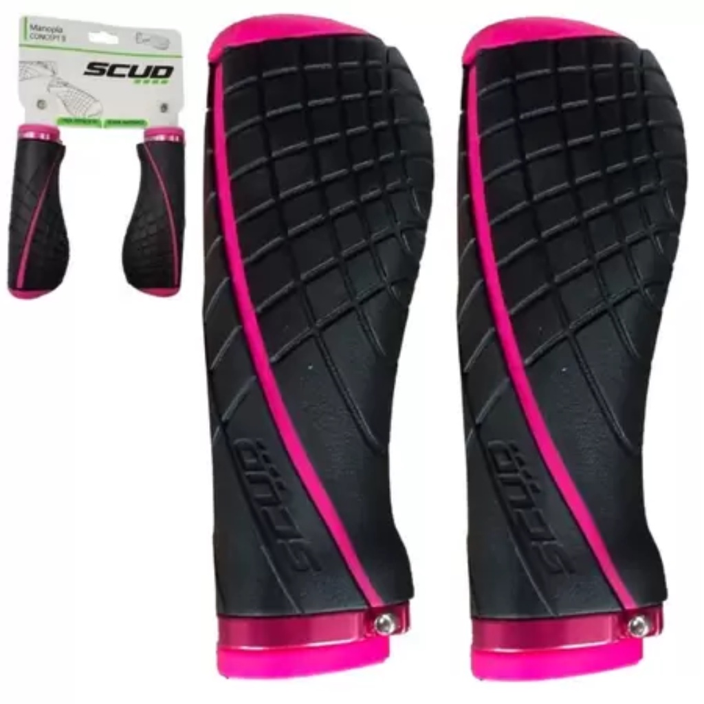 Manopla Scud Concept 2 Ergonômica Punho Moto Universal Par - Preto/Rosa