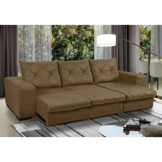 Sofá Retrátil Reclinável 4 Lugares Bali 2,30 Suede c/ molas