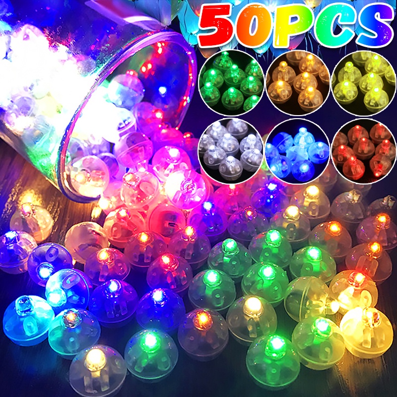 Luzes De Balão Redondas De 50pcs Flash LED Coloridas Lâmpadas Luminosas ...