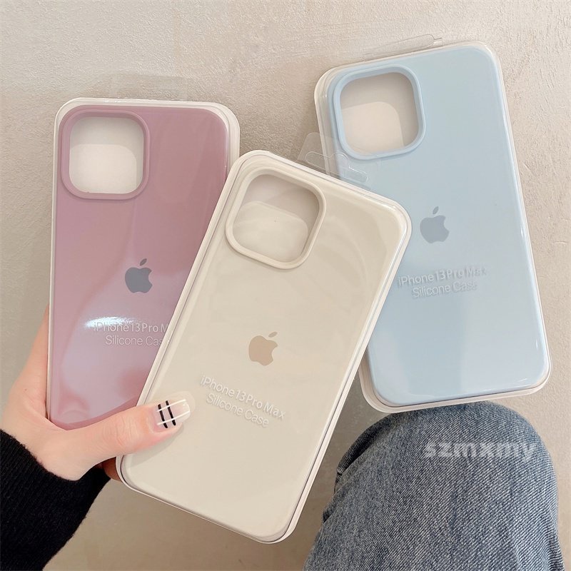 Capa De Silicone Líquido Antigo Branco IPhone 14 12 13 11 Pro Max X XS XR Flexível À Prova De Choque 7 8 14Plus Traseira