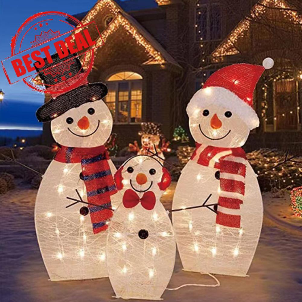 Jogo Papai Noel E Boneco De Neve Iluminado Led 20Cm em Promoção na