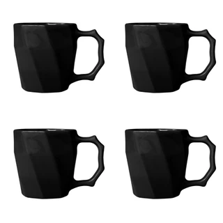 Jogo de Canecas Cerâmicas 4 peças Louça Café da Manha Leite Chá Kits Cores Variadas