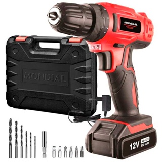 Furadeira Parafusadeira 3/8" à bateria 12 volts c/ maleta e acessórios - FPF-06M - Mondial (110V/220V)