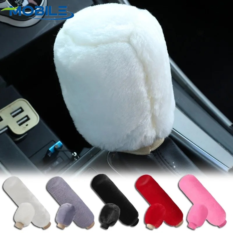 [Featured] Auto Shift Grip Protector/Acessórios Interiores Automotivos/Manga Do Freio De Mão Carro De Pelúcia De Inverno/Alavanca Decorativa Da De Câmbio/Capas Botão De Mudança De Marcha
