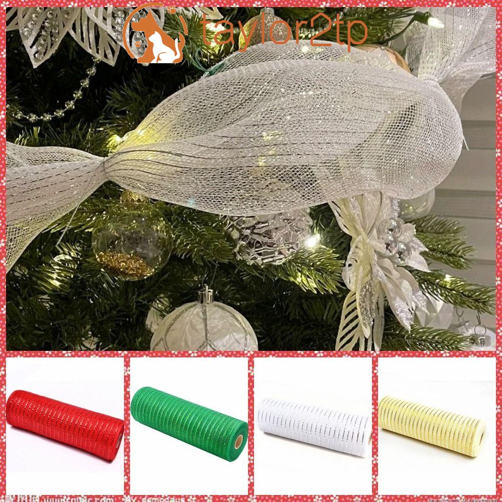 ATAYLOR2TP Rolo De Tules De Gaze De Árvore De Natal , 10Yards * 26CM Plástico Xmas Tree Ribbon , Rede Wreath Net Colorful Christmas Decor